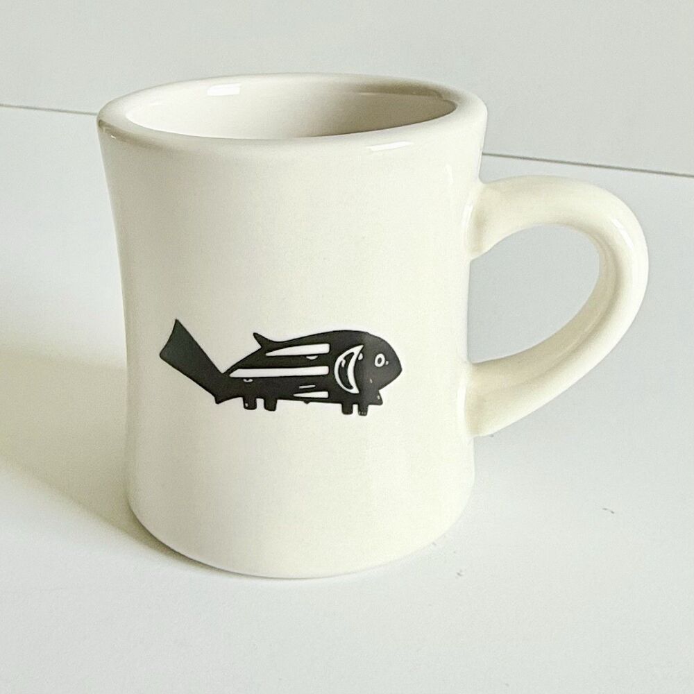Pipestone Ancient Mimbreno Indian-Santa Fe-White Black Fish 10oz Coffee Mug Cup